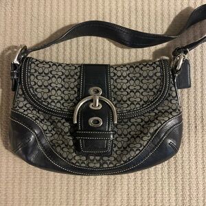Coach Black and Grey Signature Shoulder Bag
